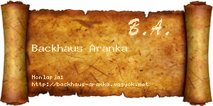 Backhaus Aranka névjegykártya